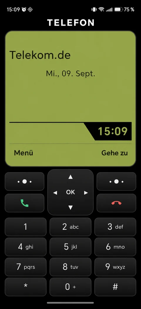 Klassisches Tastenfeld auf einem Android-Touchscreen